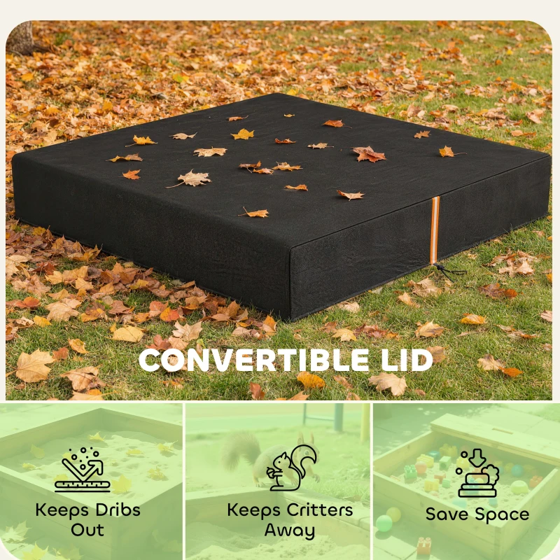 AIYAPLAY Sandbox Cover, Square Sandpit Cover Waterproof Dustproof UV Protection, Sandbox Canopy with Drawstring and Elastic Band