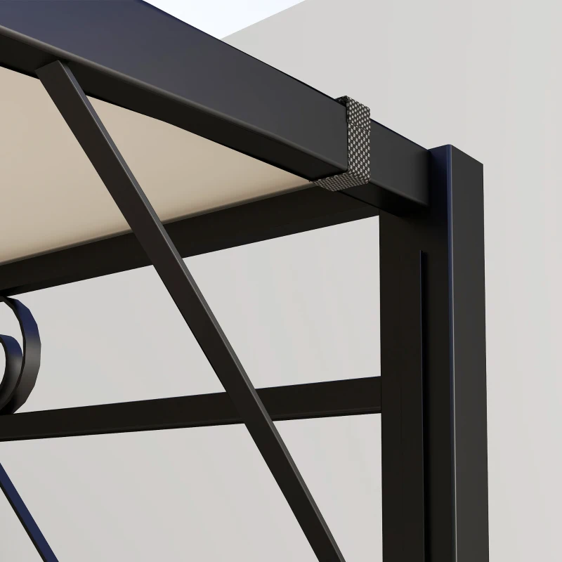 Outsunny Pavilion cu extensie de acoperiș pliabil, rezistent la intemperii 3 x 2,5 m Alb-crem