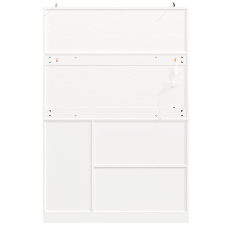 Trendy Sideboard with App-Controlled LED, Snack Rack and Drink Holders, Spacious Buffet with Anti-Tip Fixings, 120L x 40W x 188H cm, White