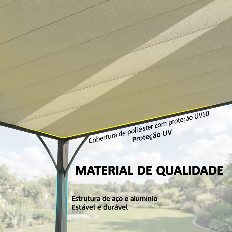 Outsunny Pérgola 390x2 para Jardim com Desenho de Lâminas Superiores Giratórias até 135° Proteção UV50+ para Pátio Terraço Creme