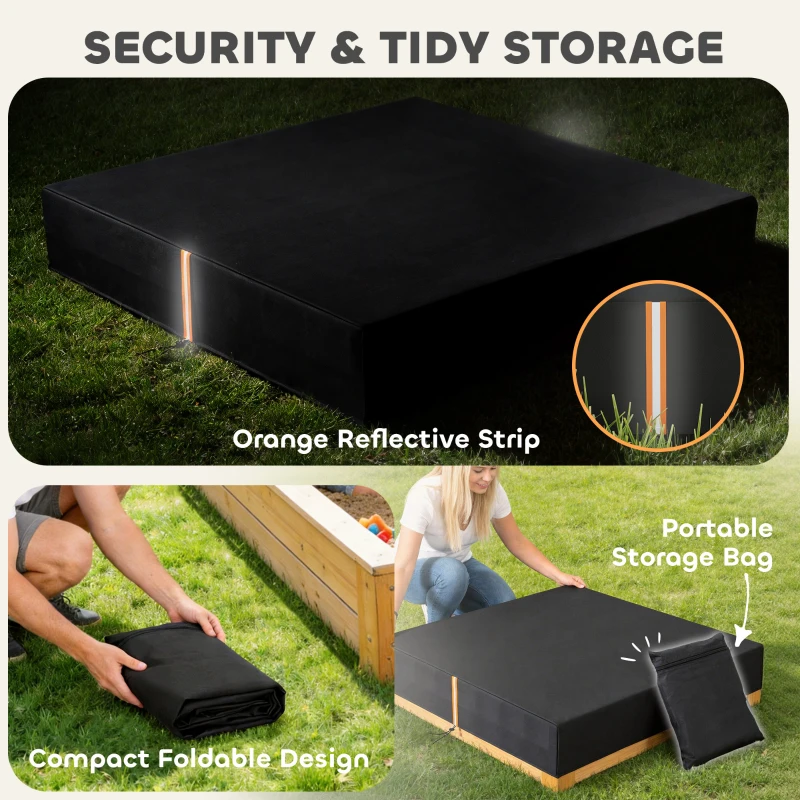 AIYAPLAY Sandbox Cover, Square Sandpit Cover Waterproof Dustproof UV Protection, Sandbox Canopy with Drawstring and Elastic Band