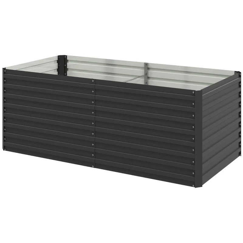 Outsunny Jardinieră ridicată galvanizată dreptunghiulară pentru exterior - fund deschis - 160 x 80 x 60 cm, gri