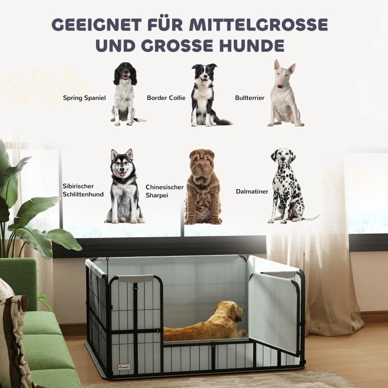 PawHut Wurfkiste für Welpen mit Unterlage, winddichtem Oxford-Gewebe, für mittelgroße große Hunde, 122x122x60 cm Schwarz