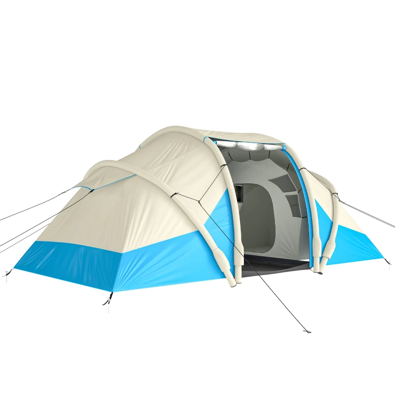 Outsunny Inflatable Tent 2 Bedroom Waterproof Windproof Air Tent with Carry Bag for 2-4 Person