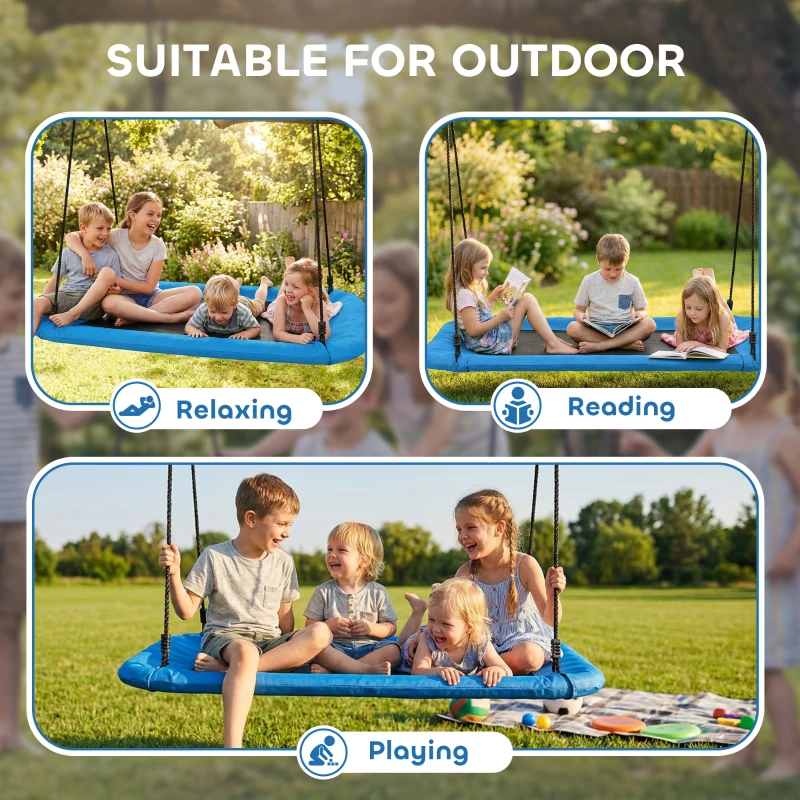 AIYAPLAY Nest Swing with Adjustable Ropes and Tree Straps, Basket Swing for Kids, 300KG Capacity for Indoor Outdoor, Blue