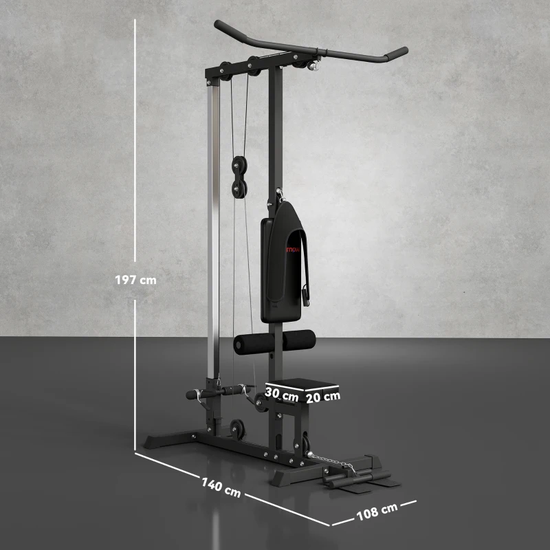 SPORTNOW Stazione multifunzione per casa, attrezzo fitness senza pesi in acciaio e similpelle, 140x108x197 cm, nero