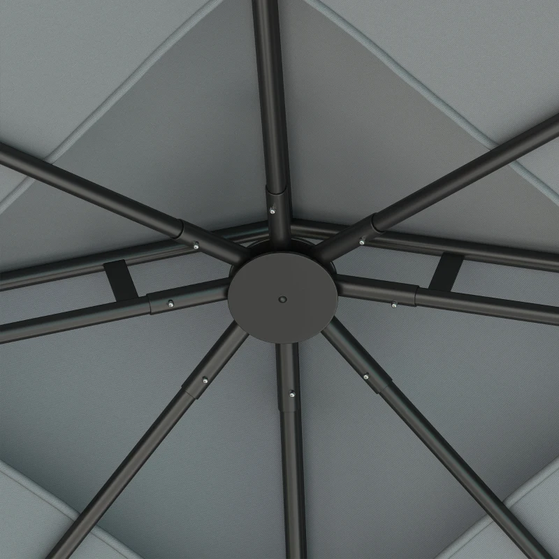 Outsunny Pavilion cu acoperiș dublu, 3x3 m, rezistent la apă, stabil, rezistent la iarnă, pavilion din metal, Gri închis