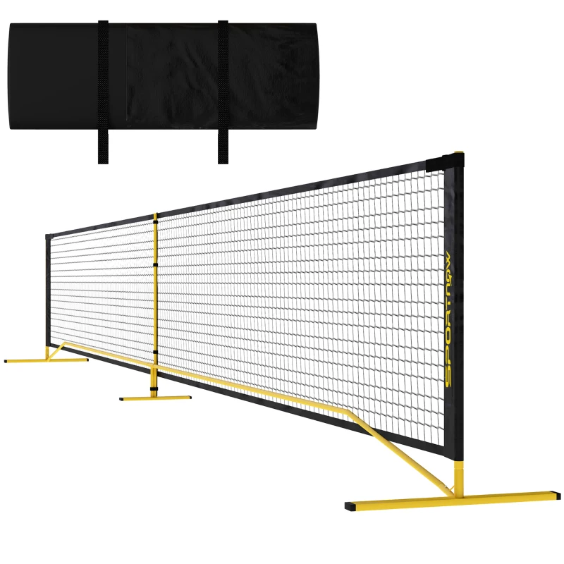 SPORTNOW Rete da Pickleball Portatile, Telaio in Metallo e Rete in Tessuto, 670x60x92 cm, Giallo e Nero