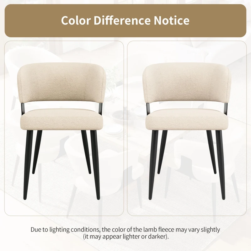 Contemporary Flannel Dining Chairs with Ergonomic Back, Sturdy Dining Seating with Adjustable Pads, 59L x 46.5W x 81.5H cm, Beige