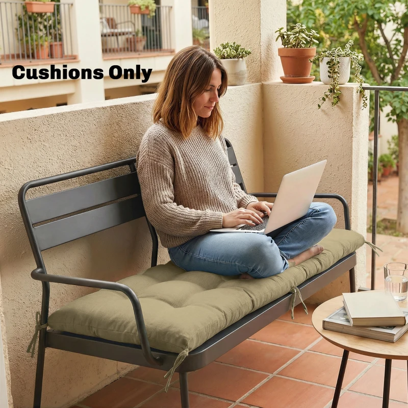 Outsunny Sun Lounger Cushion, Memory Foam Patio Chair Cushion with Ties, Outdoor Seat Pad Fits 190 x 60 cm Lounger, Sand