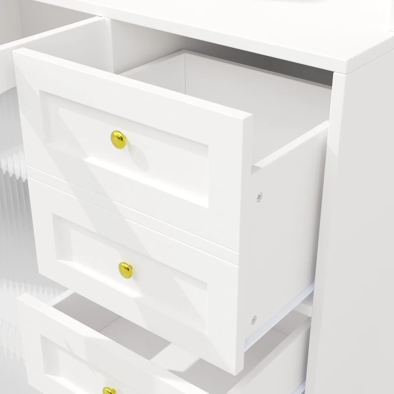 Modern Sideboard with App-Controlled LED, Snack Rack and Drink Holders, Spacious Buffet with Anti-Tip Fixings, 120L x 40W x 188H cm, White