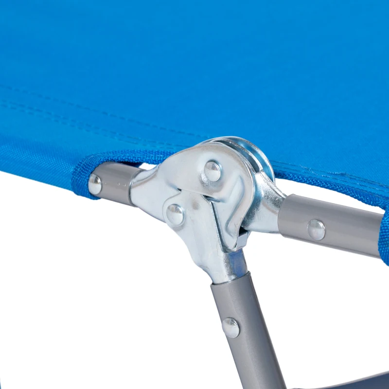 Outsunny Șezlong de grădină, fotoliu cu deschidere căptușită pentru față, șezlong de masaj pentru exterior, buzunar lateral, material textil, metal, Albastru