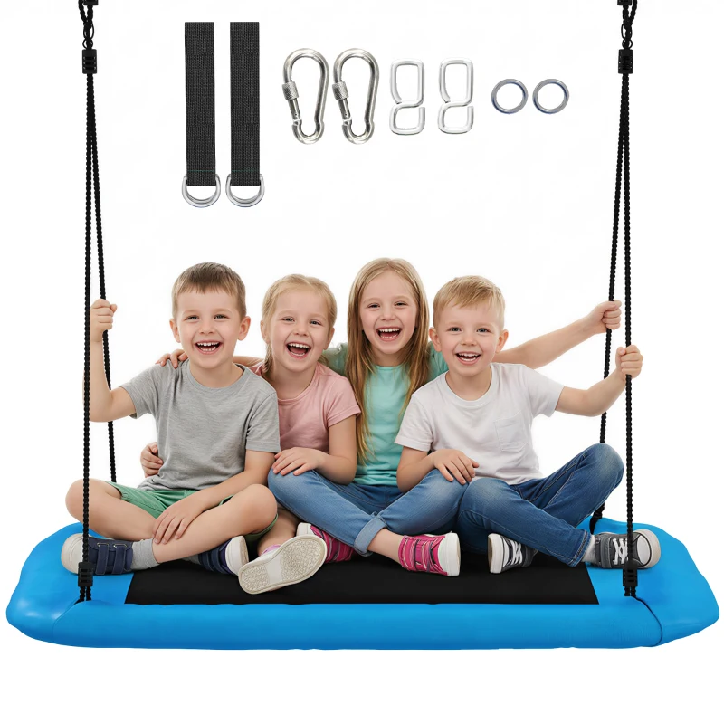 AIYAPLAY Nest Swing with Adjustable Ropes and Tree Straps, Basket Swing for Kids, 300KG Capacity for Indoor Outdoor, Blue