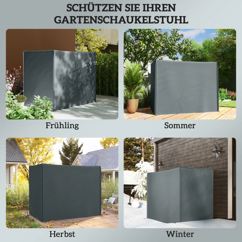 Outsunny Hollywoodschommelhoes 3-zits Waterdicht Beschermhoes voor Tuinschommel, Oxford Weefsel, 220 x 125 x 172 cm, Grijs