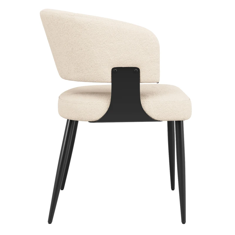 Contemporary Flannel Dining Chairs with Ergonomic Back, Sturdy Dining Seating with Adjustable Pads, 59L x 46.5W x 81.5H cm, Beige