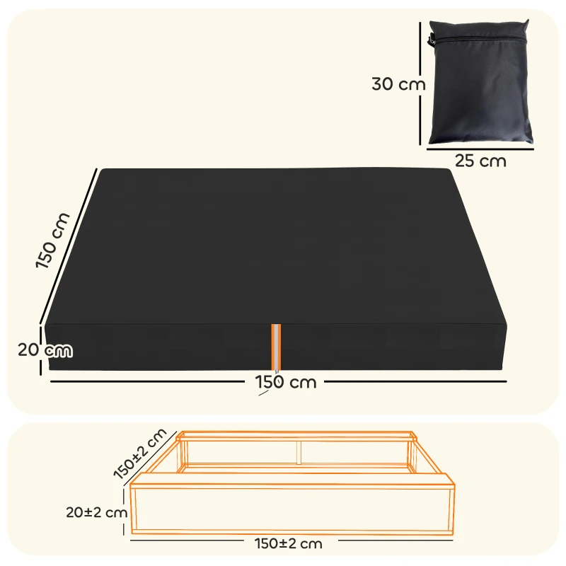 AIYAPLAY Sandbox Cover, Square Sandpit Cover Waterproof Dustproof UV Protection, Sandbox Canopy with Drawstring and Elastic Band