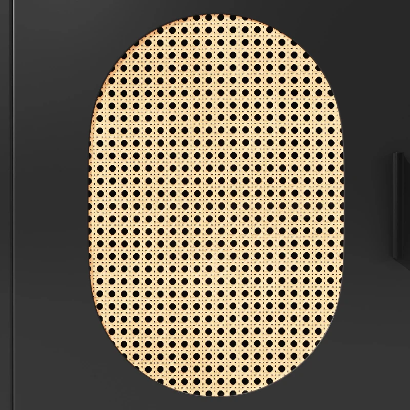 Country-Style Sideboard with Fluted Glass Doors and App-Controlled LED Strip, Storage Buffet with Pegboard Back, 145L x 39W x 171H cm, Black