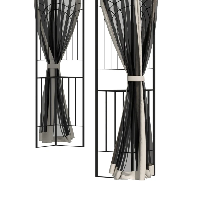 Outsunny Pavilion de grădină cu acoperiș dublu, cort pentru petreceri, cu 4 x pereți laterali, Metal+Poliester, Bej, 2,99 x 2,99 x 2,74 m