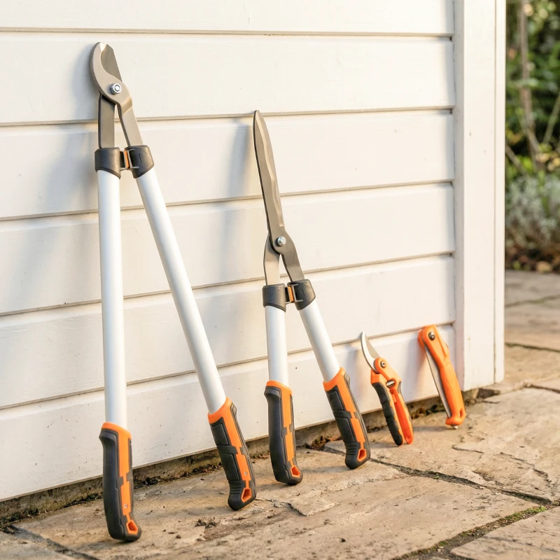 Outsunny Conjunto de Jardinagem 4 Peças com Tesouras Cortarramos Tesouras de Poda e Serra Dobrável Prata e Laranja