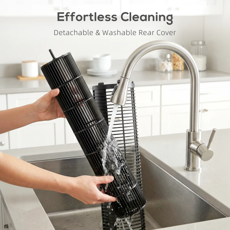 HOMCOM Ventilador de coluna silencioso 28 dB, velocidade 8 m/s, ventilador torre quarto, 12 velocidades, 4 modos, temporizador 12H, preto