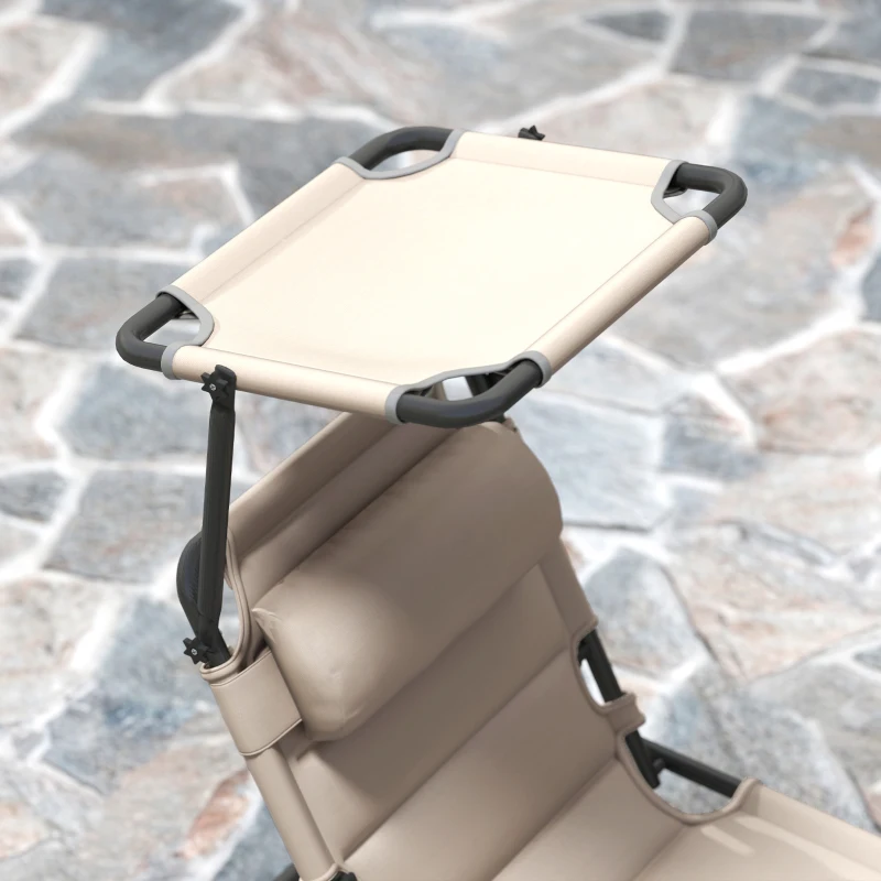 Outsunny Set de 2 șezlonguri pliabile confort sporit spătar parasolar reglabile multi-poziții, kaki