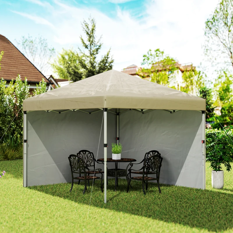 Outsunny Pavilion barnum de grădină pop-up pliant reglabil pe înălțime protecție UV30+ 2 panouri laterale husă de transport inclusă