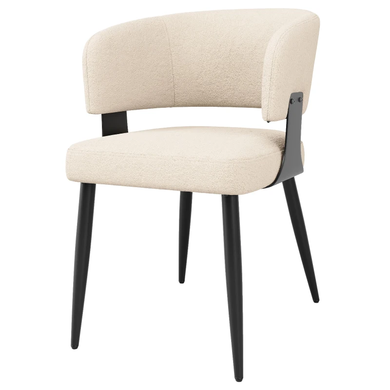 Contemporary Flannel Dining Chairs with Ergonomic Back, Sturdy Dining Seating with Adjustable Pads, 59L x 46.5W x 81.5H cm, Beige