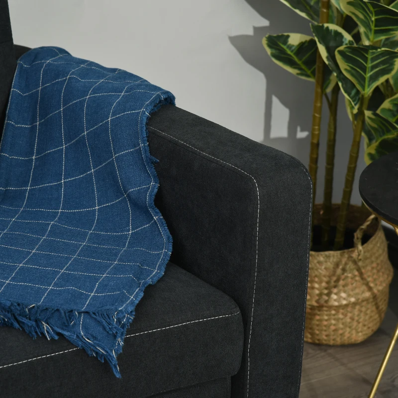 HOMCOM Canapea 2 locuri cu funcție de pat, spătar reglabil, canapea tapițată, aspect catifelat, pentru living, dormitor, Negru