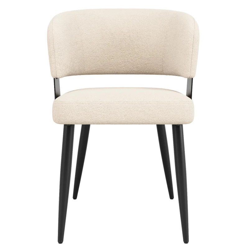 Contemporary Flannel Dining Chairs with Ergonomic Back, Sturdy Dining Seating with Adjustable Pads, 59L x 46.5W x 81.5H cm, Beige