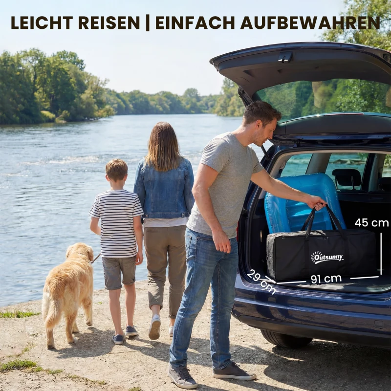 Outsunny Aufblasbares Dock Schwimmdock 2,4x1,8m Aufblasbar Schwimmende Plattform 4-6 Personen mit Rutschfest Oberfläche Leiter