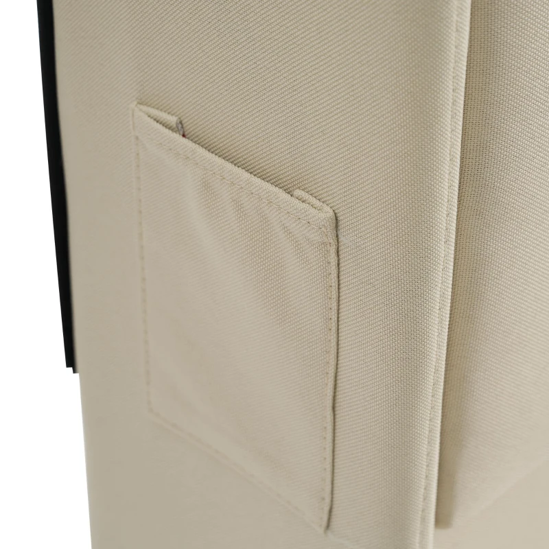 Upholstered Storage Bed with Integrated LED Lighting and USB Ports, Hydraulic Bed with Metal Slatted Frame, 225L x 156W x 111H cm, Beige