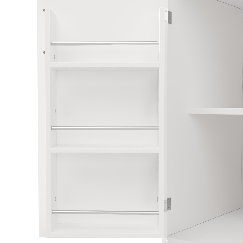 Trendy Sideboard with App-Controlled LED, Snack Rack and Drink Holders, Spacious Buffet with Anti-Tip Fixings, 120L x 40W x 188H cm, White