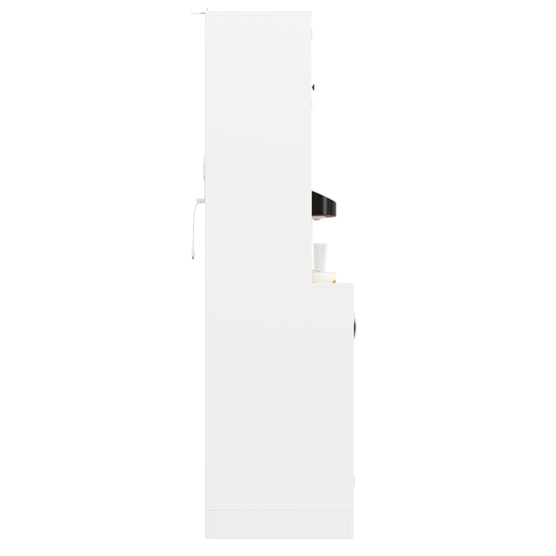 Trendy Sideboard with App-Controlled LED, Snack Rack and Drink Holders, Spacious Buffet with Anti-Tip Fixings, 120L x 40W x 188H cm, White