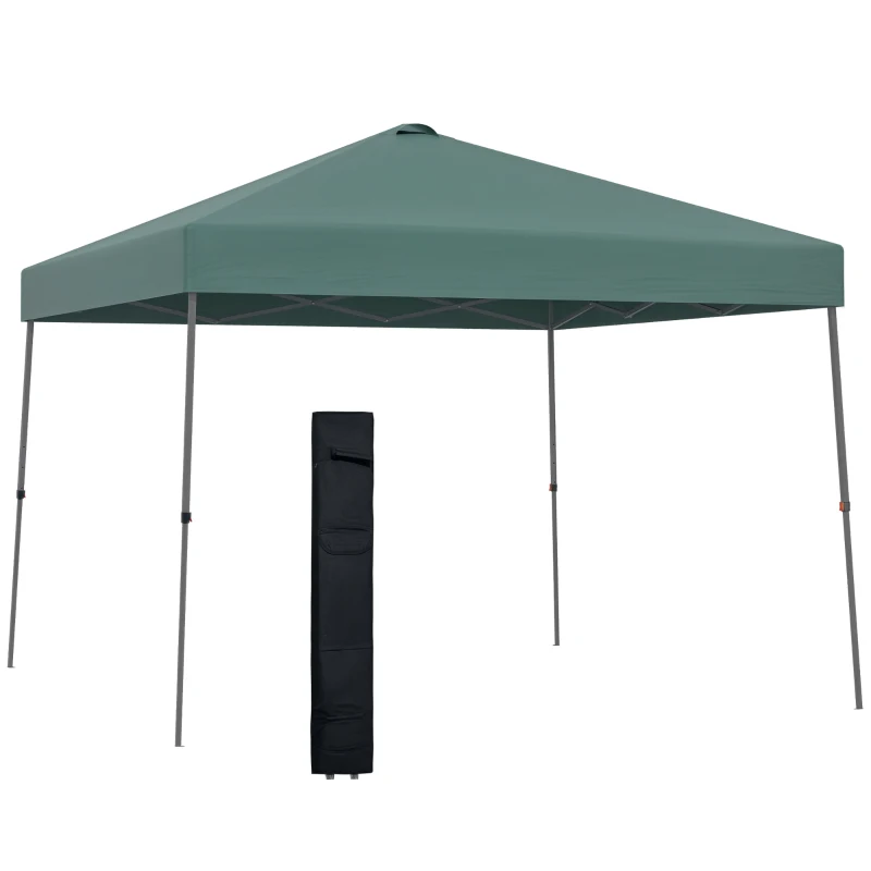 Outsunny Pavilion pliabil 300x300 cm, cort de grădină cu geantă de transport cu roți, impermeabil, cadru din oțel, pentru exterior, petreceri, camping, verde