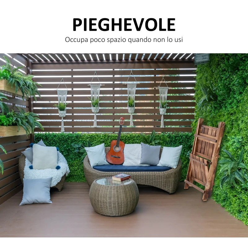 Outsunny Suport pentru Plante Pliabil, Jardinieră cu 3 Niveluri, Raft de Exterior pentru Plante, 40x37x93 cm, Lemn Natural