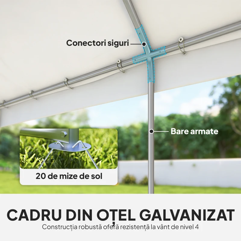 Outsunny Cort pentru Petreceri 4x6 m cu Ferestre și 4 Pereți Laterali Demontabili, din Oțel și PE, Alb