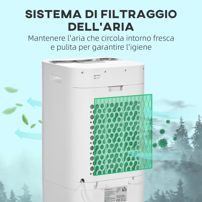 HOMCOM Raffrescatore Evaporativo e Ventilatore con Ghiaccio 3 in 1 a 3 Velocità con Timer, 32x37x74 cm, Bianco