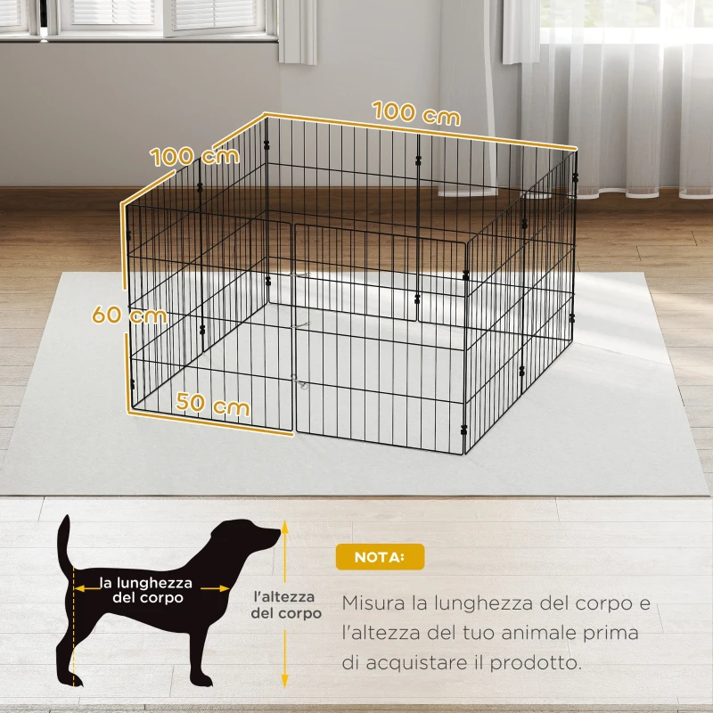 PawHut Recinto per Cani Espandibile e Pieghevole, 50x60 cm, Nero