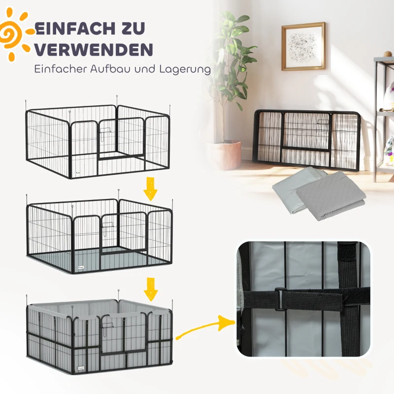 PawHut Wurfkiste für Welpen mit Unterlage, winddichtem Oxford-Gewebe, für mittelgroße große Hunde, 122x122x60 cm Schwarz