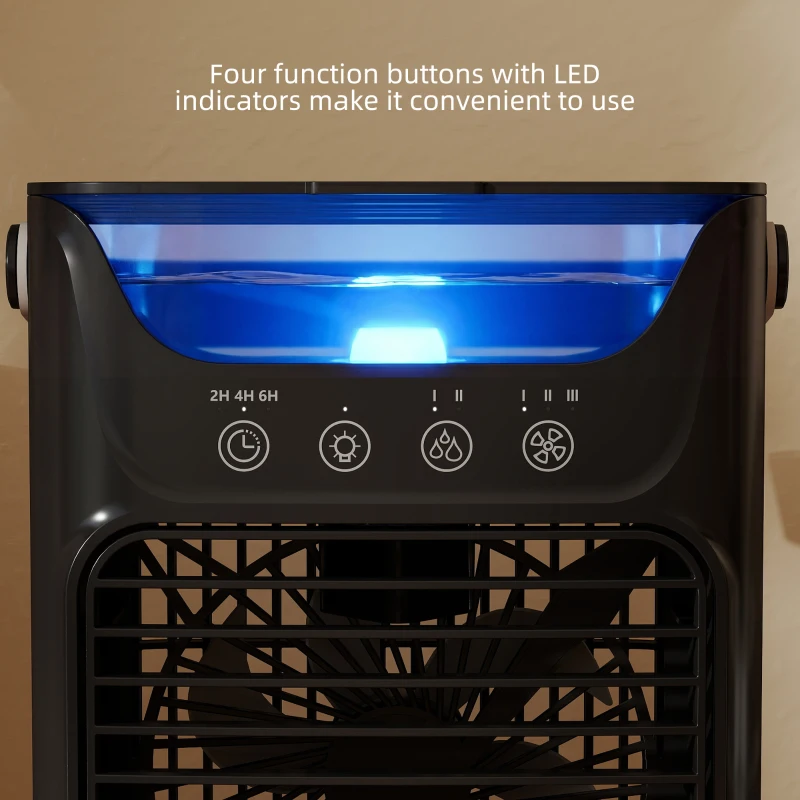 HOMCOM Desk Fan with Adjustable Head, 3-Speed Small Fan with 700ml Water Tank Black