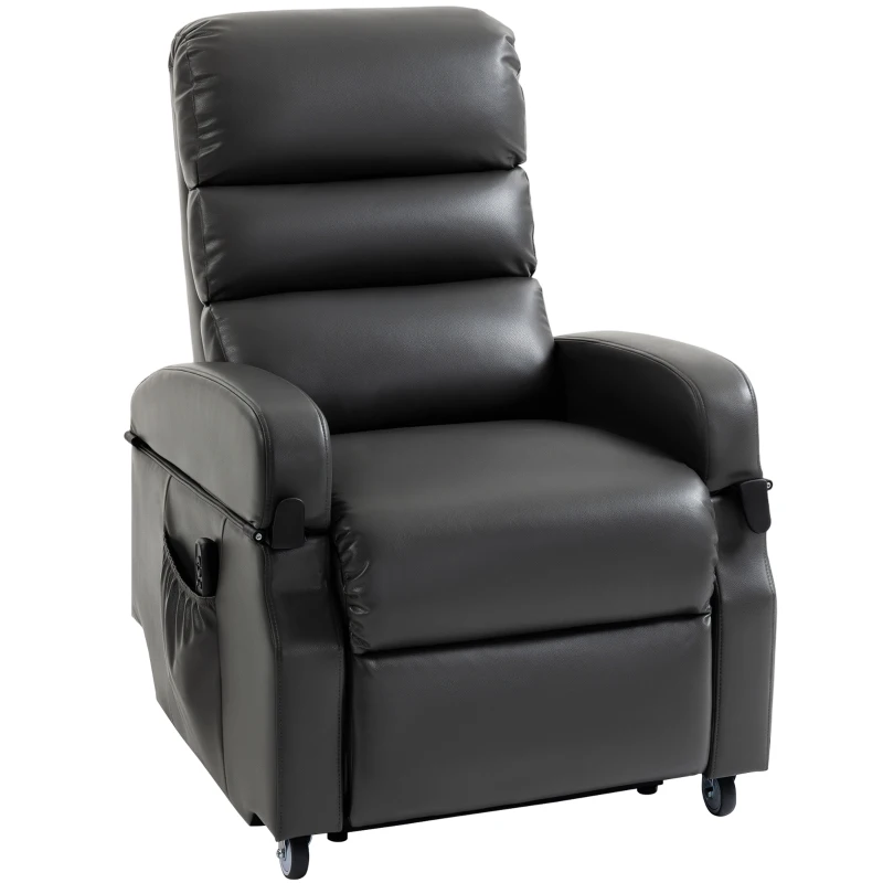 HOMCOM Poltrona para TV com ajuda de elevação, poltrona relax elétrica com controle remoto, apoio para pés, função reclinável, Cinza escuro