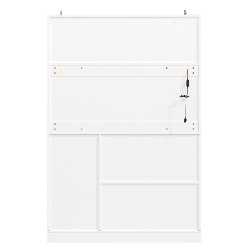 Modern Sideboard with App-Controlled LED, Snack Rack and Drink Holders, Spacious Buffet with Anti-Tip Fixings, 120L x 40W x 188H cm, White