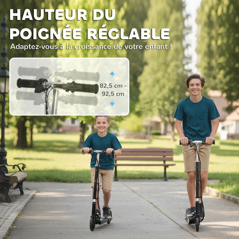 HOMCOM Trottinette électrique pliante pour enfant de +7ans, 120W Vitesse max 12km/h, 74x36x82,5-92,5 cm Noir(m-8)