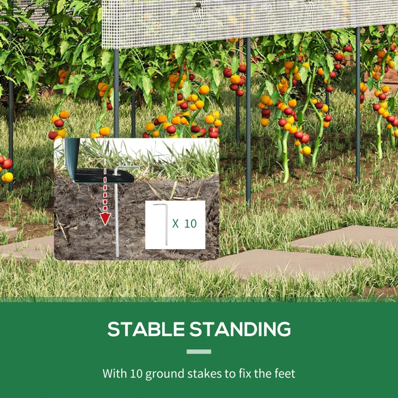 Outsunny Szklarnia na pomidory, Odporna na wiatr, Tunel foliowy do uprawy pomidorów, Dach na pomidory, Szklarnia do ogrodu, balkonu, Stal, PE, Biały, 4 x 1,2 x 1,7m