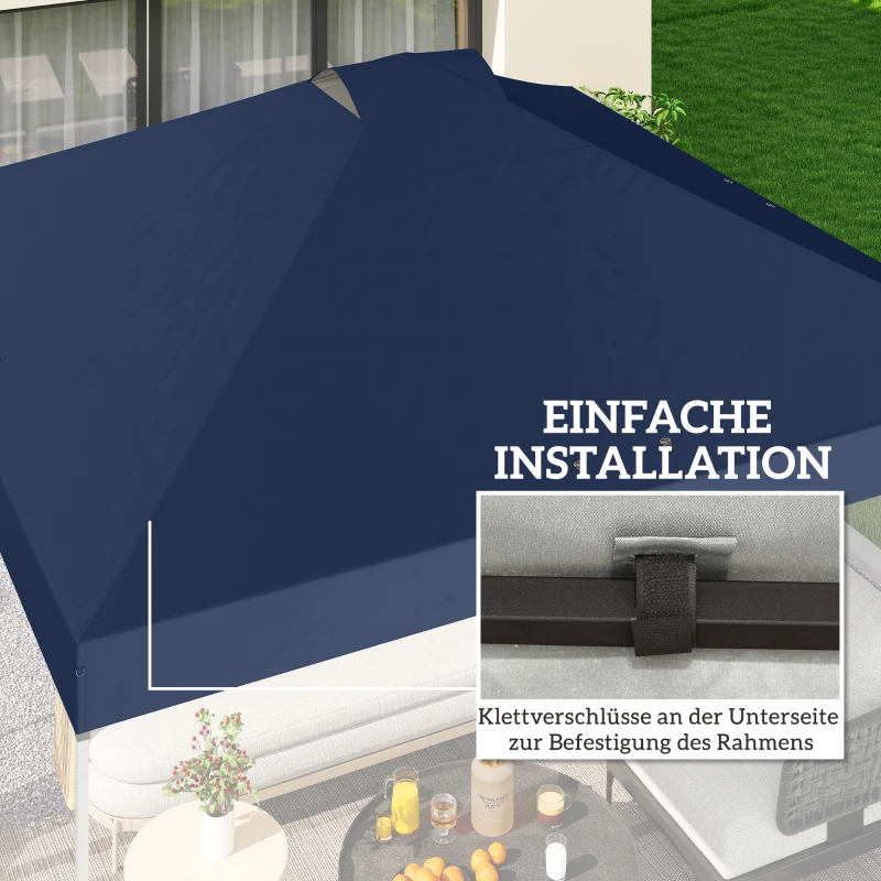 Outsunny Vervangend paviljoendak UV50+ waterdicht met 8 afvoergaten 3 x 3 m, Blauw