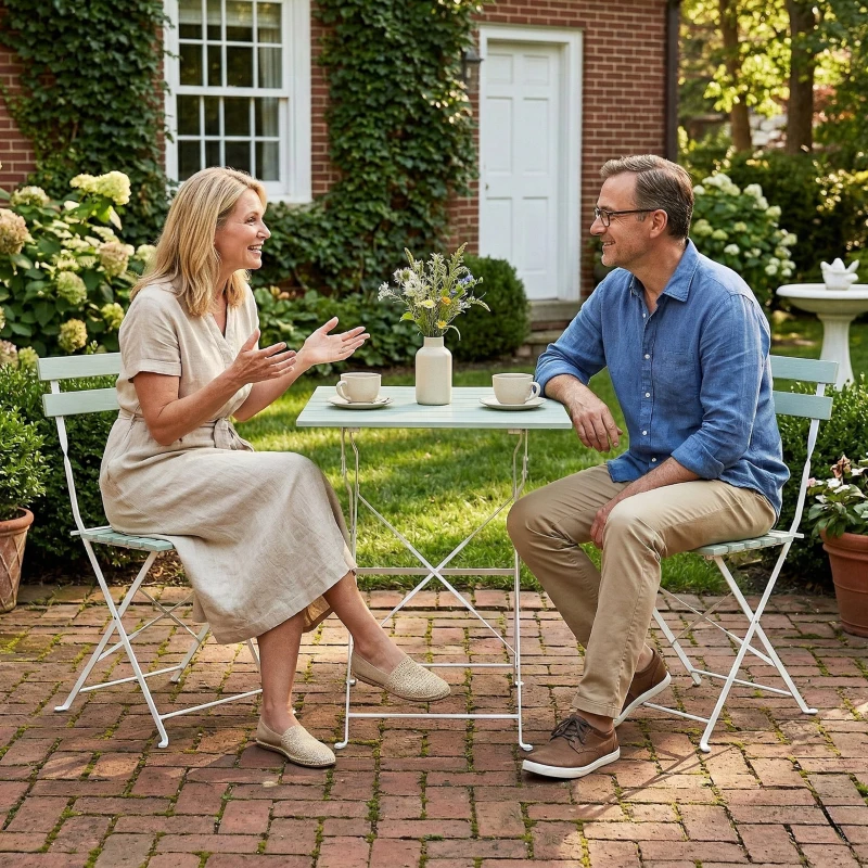 Outsunny Outdoor Bistro Set Folding Patio Furniture Set with 2 Chairs Table for 2 People White and Green