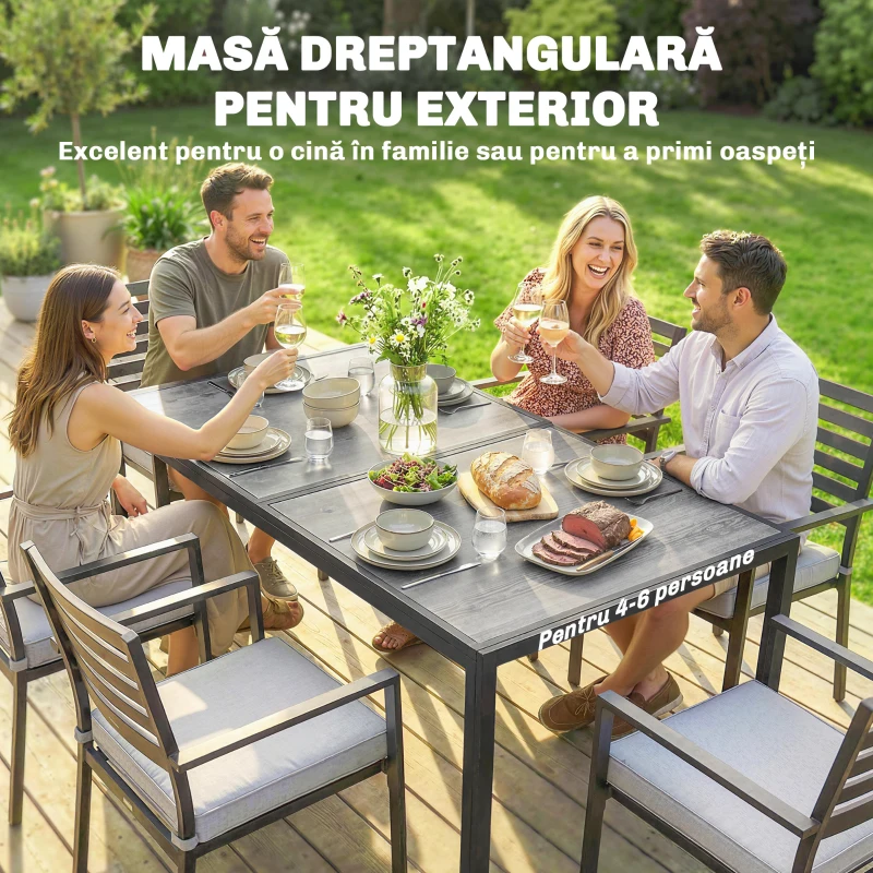 Outsunny Masă de grădină exterior pentru 6 persoane, balcon pentru terasă, pentru dining în aer liber