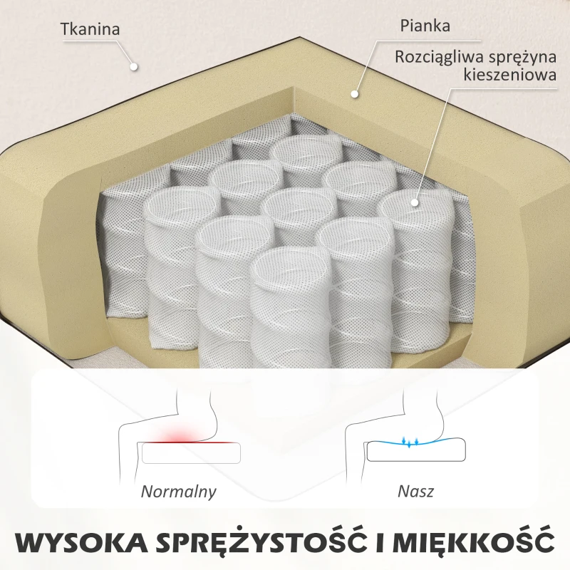 HOMCOM Sofa w stylu retro 2-osobowa, nogi drewniane, 117 cm x 56,5 cm x 77 cm, kremowo-biała