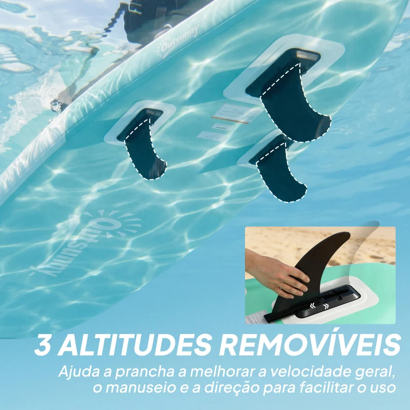 Outsunny Prancha Paddle Surf Insuflável SUP Extra Longa de 335 cm com Assento Remo Conversível Quilhas Bomba e Mochila Carga 180 kg