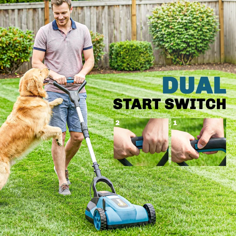 Outsunny 18V Cordless Lawnmower with 2 x 4Ah Batteries & Charger, Battery Lawn Mower with 21cm Cutting Width, 3 Cutting Heights